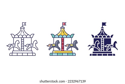 Horse ride game line and glyph icon, vector illustration