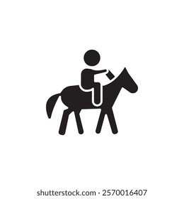 horse Ride icon black and white vector outline sign