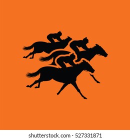 Horse ride icon. Orange background with black. Vector illustration.