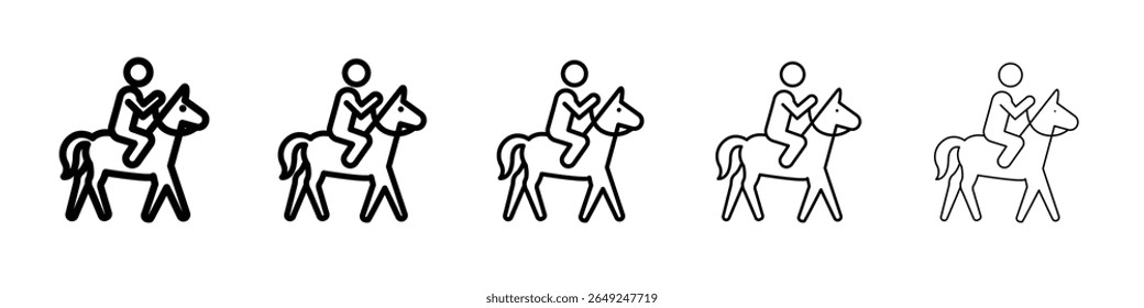 Horse ride icon thin line outline set or collection