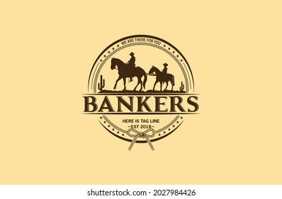 horse and rider banker category vintage logo 