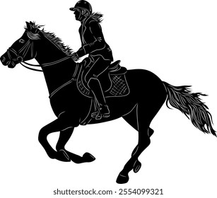 Horse with rider. black silhouette vector element