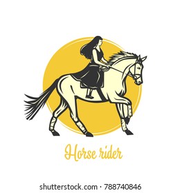 Horse rider. Black and white vector objects.