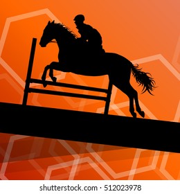 Horse with rider equestrian sport vector background concept