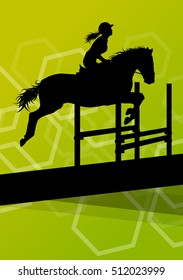 Horse with rider equestrian sport vector background concept