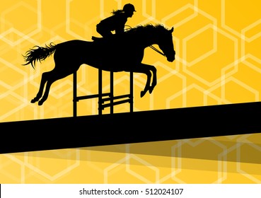 Horse with rider equestrian sport vector background concept