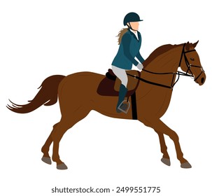 Horse rider and horse gait in equestrian sports. Vector illustration