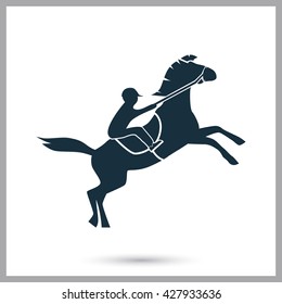 Horse and rider icon on the background