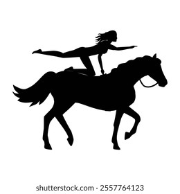 Horse Rider and Horse Jumping Over Barrier Silhouette Icon for Equestrian Sports