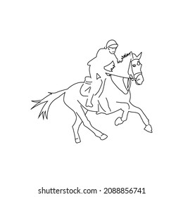 Horse rider line art logo design 