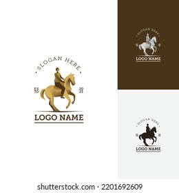 Horse Rider Logo Casual Style With Gradient Gold For Company Brand or Product