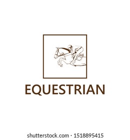 horse rider logo. equestrian geometric logo. modern horse logo. jump horse logo