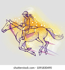 Horse rider on a graphic background