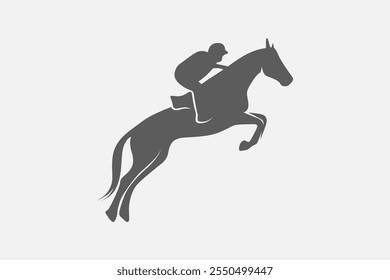 Silueta del jinete del caballo símbolo de la carrera o Vector del logotipo