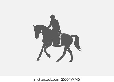 Silueta del jinete del caballo símbolo de la carrera o Vector del logotipo