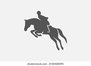 Silueta del jinete del caballo símbolo de la carrera o Vector del logotipo