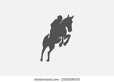 Silueta del jinete del caballo símbolo de la carrera o Vector del logotipo