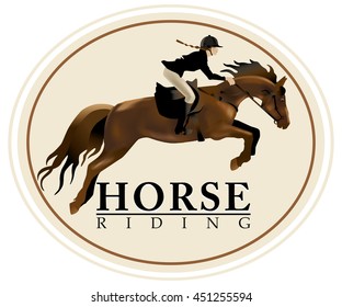 Horse and Rider realistic vector illustration. Isolated on white background. Horse Riding competition.