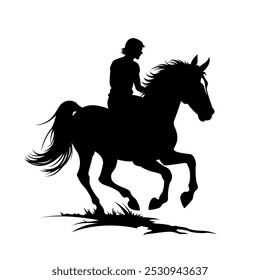 Horse Rider Silhouette Design Style