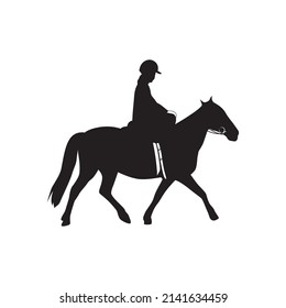horse with rider silhouette vector