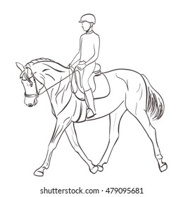 horse rider sketch. equestrian theme vector illustration