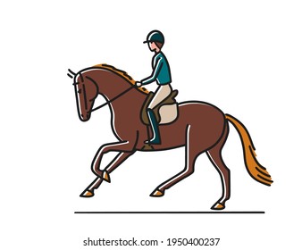 Horse rider in trendy clothes vector cartoon illustration