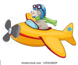 Horse riding airplane on white backgroud illustration