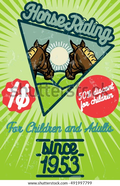 Horse Riding Banner Good Template Advertisement: vector de stock (libre ...