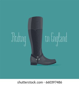 Horse riding boots vector illustration. Travel to UK, England design element, clipart