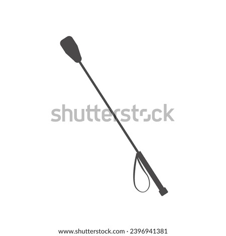 Horse riding dressage whip. Leather riding crop with hand loop. Equestrian tack. Equine sports. Horse stables equipment. Vector illustration colored flat hand drawn isolated on white background. Stock photo © 