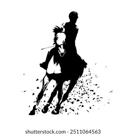 Horse riding, equestrian. Isolated ink drawing. Abstract vector silhouette