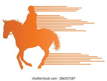 Horse riding equestrian sport with horse and rider vector background concept made of stripes