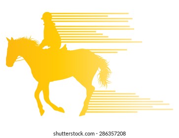 Horse riding equestrian sport with horse and rider vector background concept made of stripes