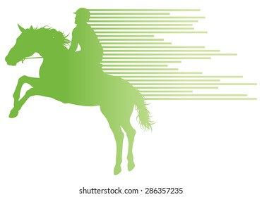 Horse riding equestrian sport with horse and rider vector background concept made of stripes