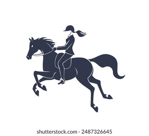 Horse riding girl Equestrian sport. dressage illustration design	