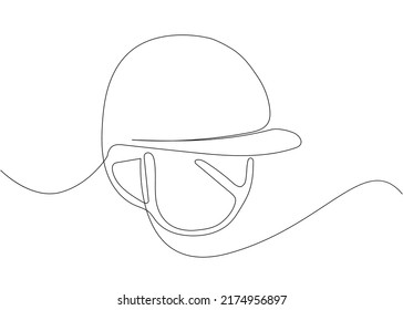 Horse riding helmet one line art. Continuous line drawing of horseback riding, equestrian, sport, leisure, gallop, horse, rider, bridle, cowboy, activity, athlete, strength, competition, training.