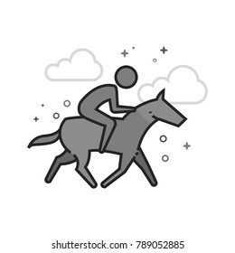 Horse riding icon in flat outlined grayscale style. Vector illustration.