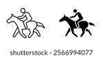 Horse riding icons in outline and fill. vector illustration for ui.