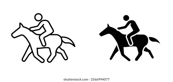 Horse riding icons in outline and fill. vector illustration for ui.