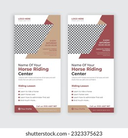 Horse riding lessons Rack Card, dl flyer, poster, leaflet Template or Horse Farm Dl Flyer design