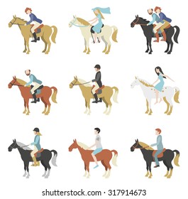 Horse riding lessons. Vector illustration in a flat style.