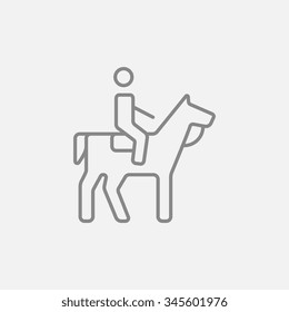 Horse riding line icon for web, mobile and infographics. Vector dark grey icon isolated on light grey background.