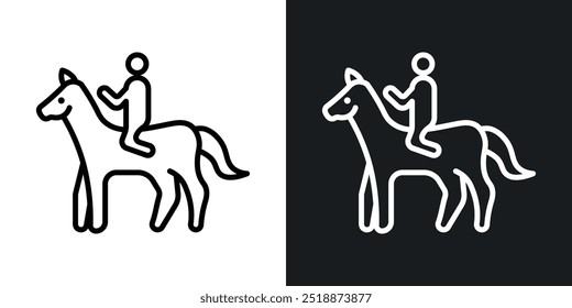 Horse riding outlined icon vector collection.