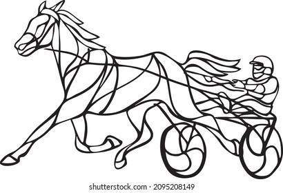  Horse riding in a race track. Vector illustration