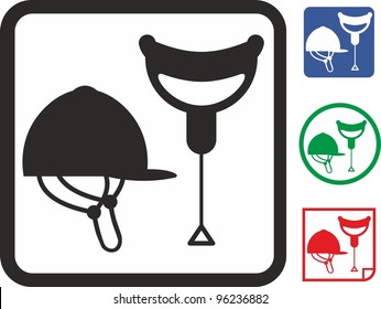 Horse Riding Saddle And Helmet Vector Icon