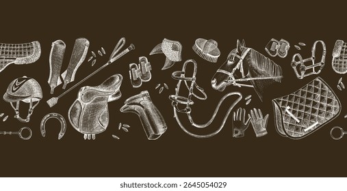 Horse riding seamless border vector