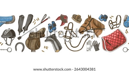 Horse riding seamless border vector