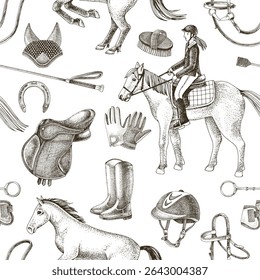 Horse riding seamless pattern vector