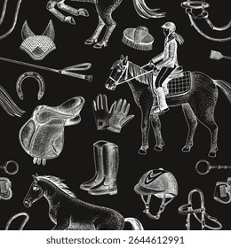 Horse riding seamless pattern vector