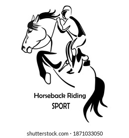 Horse riding silhouette.  Equestrian sport icon.  Vector horse show jumping logo.  You can add your own text! 